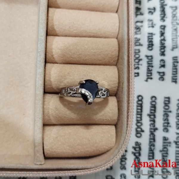 انگشتر زنانه نگیندار فری سایز رنگ نقره ای کد ANG191480W