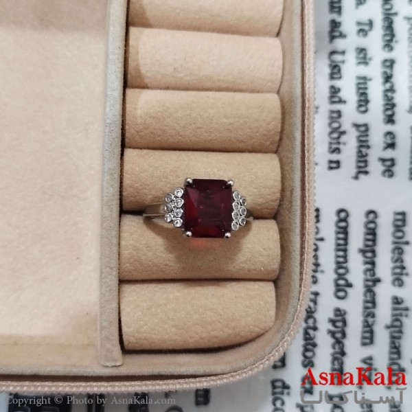 انگشتر زنانه نگیندار فری سایز رنگ نقره ای کد ANG191483W