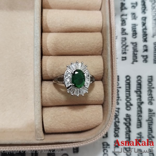 انگشتر زنانه نگیندار فری سایز رنگ نقره ای کد ANG191484W