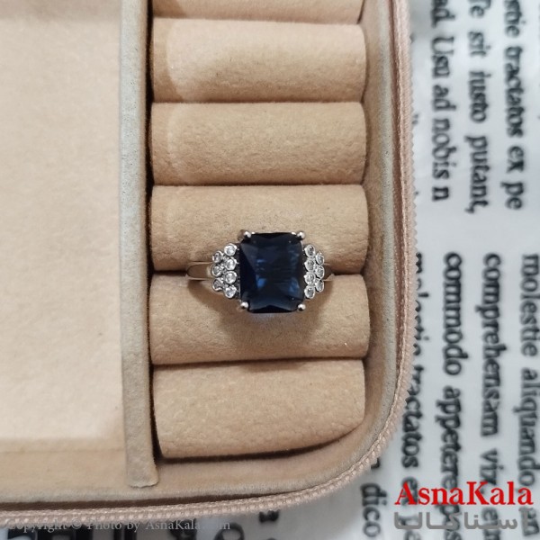 انگشتر زنانه نگیندار فری سایز رنگ نقره ای کد ANG191485W