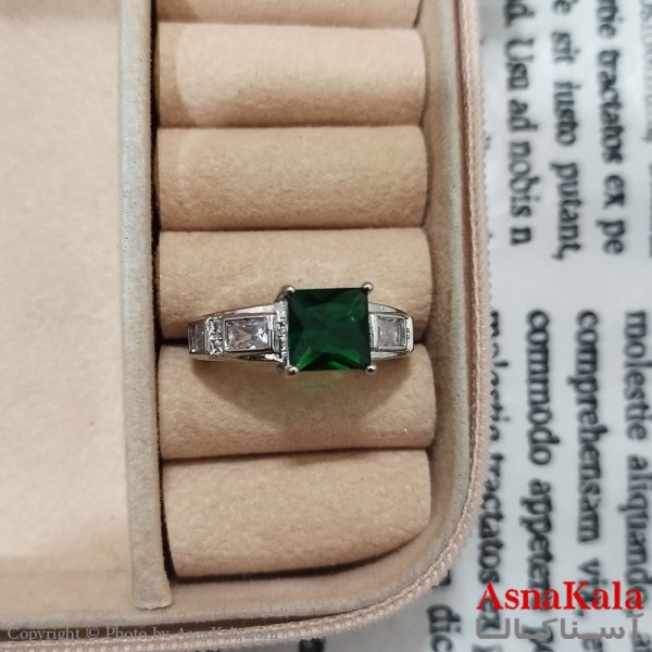 انگشتر زنانه نگیندار فری سایز رنگ نقره ای کد ANG191490W