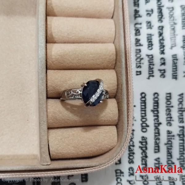 انگشتر زنانه نگیندار فری سایز رنگ نقره ای کد ANG191492W