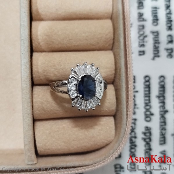 انگشتر زنانه نگیندار فری سایز رنگ نقره ای کد ANG191494W