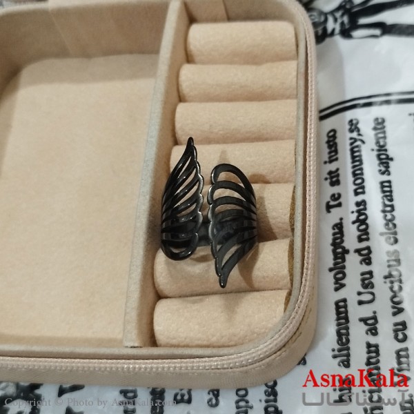 انگشتر زنانه استیل رنگ مشکی فری سایز کد ANG191510W