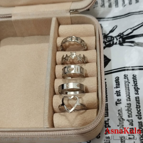 انگشتر پکی زنانه فری سایز رنگ نقره ای مجموعه 5 عددی کد ANG191519W