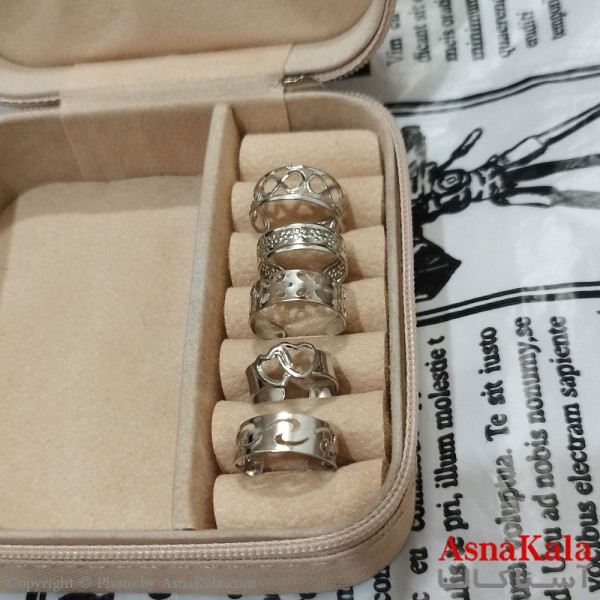 انگشتر پکی زنانه فری سایز رنگ نقره ای مجموعه 5 عددی کد ANG191520W