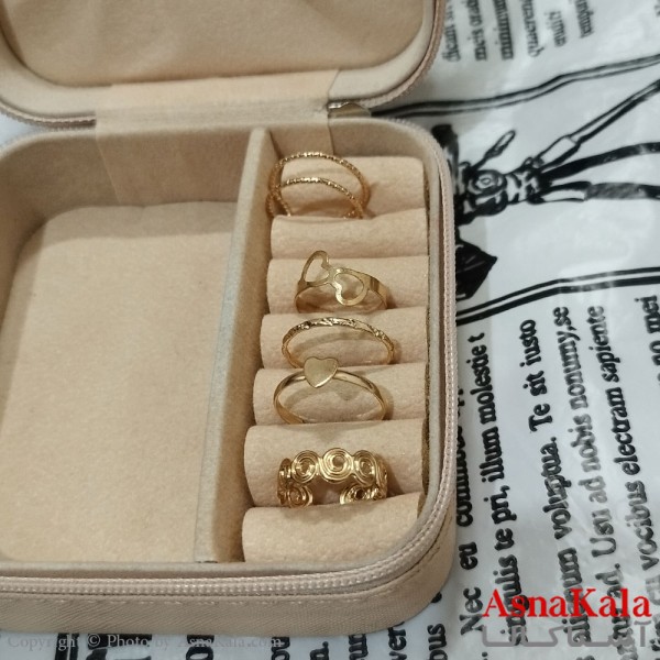 انگشتر پکی زنانه فری سایز رنگ طلایی مجموعه 5 عددی کد ANG191523W