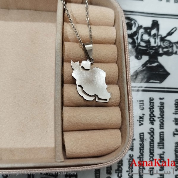 گردنبند ایران استیل نقره ای کد GNB162602W