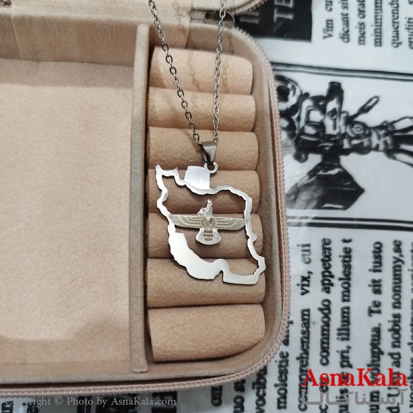 گردنبند ایران و فروهر استیل نقره ای کد GNB162603W
