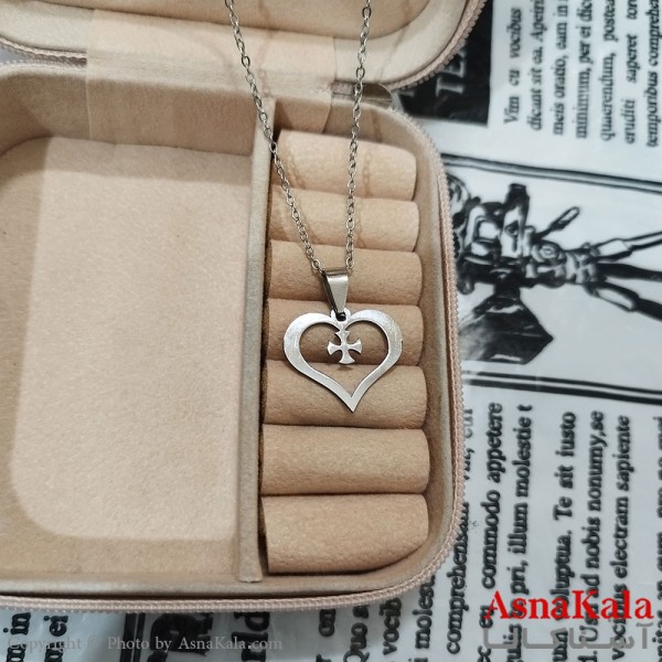 گردنبند قلب استیل نقره ای کد GNB162605W