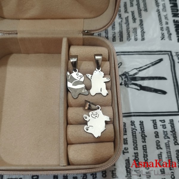 گردنبند ست سه نفره استیل نقره ای کد GNB162629W