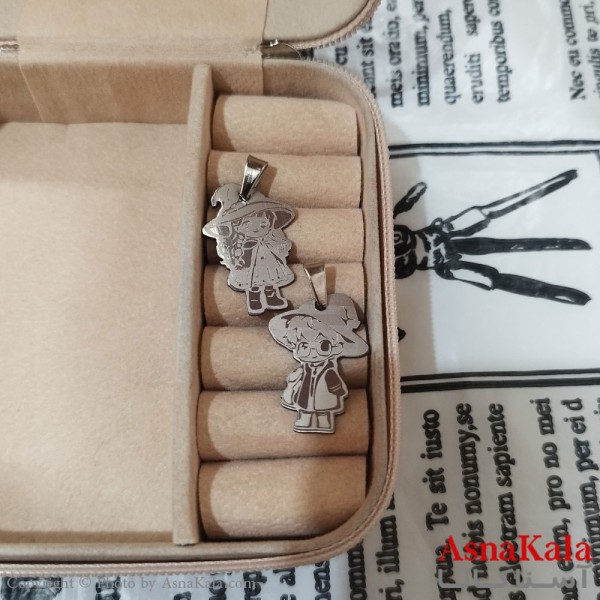 گردنبند ست دونفره استیل نقره ای کد GNB162634W