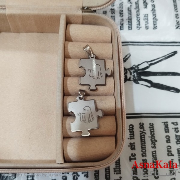 گردنبند ست دونفره استیل نقره ای کد GNB162637W