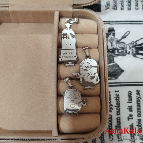 گردنبند ست سه نفره استیل نقره ای کد GNB162642W