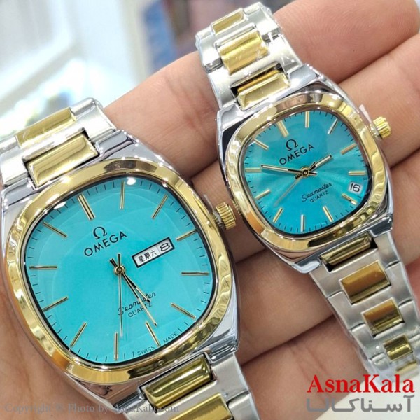 ساعت مچی ست دونفره مردانه و زنانه امگا دو تقویم رنگ ثابت وضدآب کد WTCH11475W