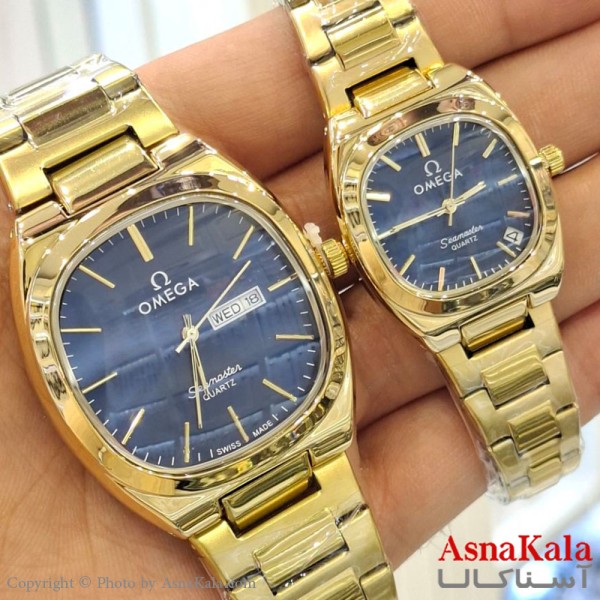 ساعت مچی ست دونفره مردانه و زنانه امگا دو تقویم رنگ ثابت وضدآب کد WTCH11480W