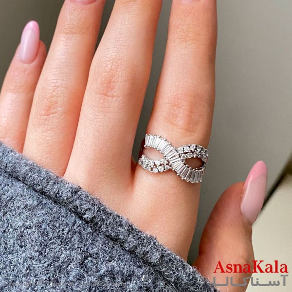 انگشتر زنانه جواهری فری سایز رنگ نقره ای کد ANG191531W