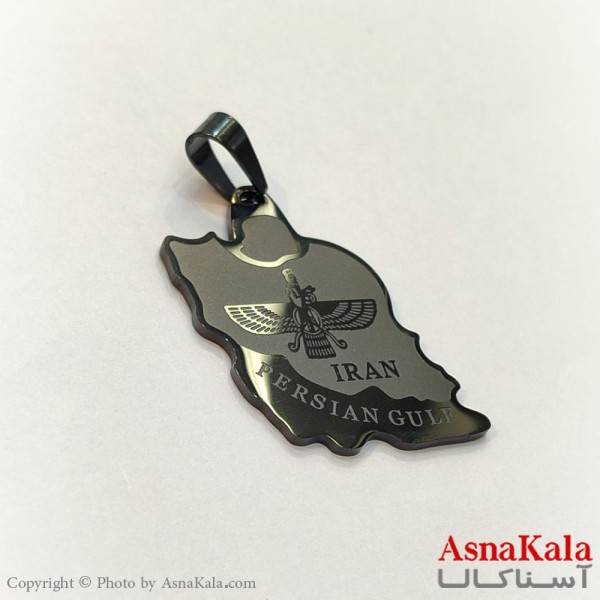 آویز استیل زنانه و مردانه ایران با نماد فروهر رنگ ثابت مشکی کد GNB162673W