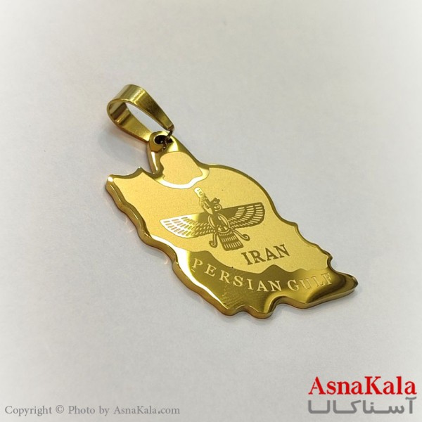 آویز استیل زنانه و مردانه ایران با نماد فروهر رنگ ثابت طلایی کد GNB162674W