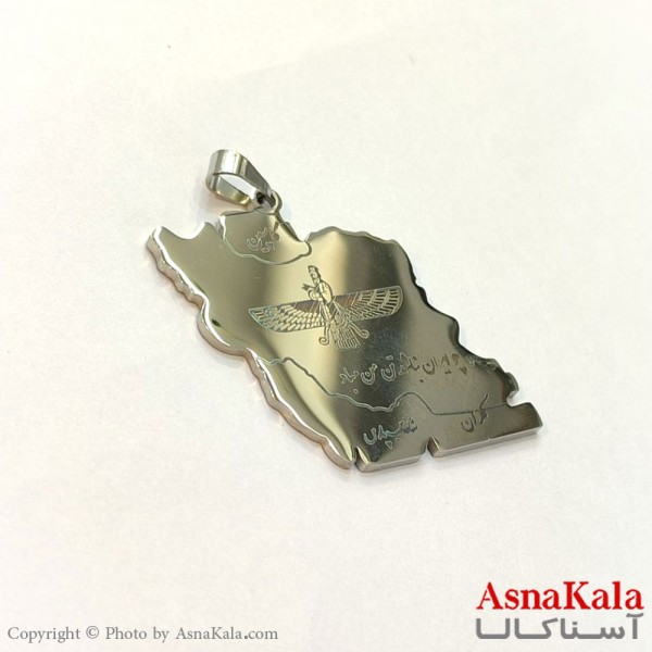 آویز استیل زنانه و مردانه ایران با نماد فروهر رنگ ثابت نقره ای کد GNB162676W