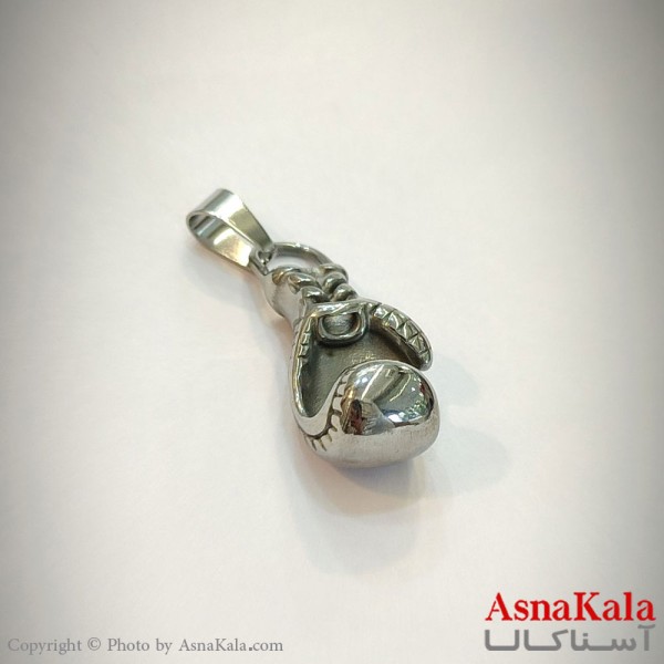 آویز مردانه استیل مدل دستکش بوکس  رنگ نقره ای کد GNB162685W