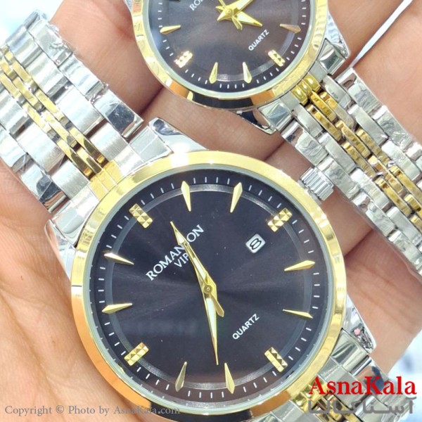 ساعت مچی ست دونفره مردانه و زنانه رومانسون بنداستیل  رنگ ثابت وضدآب کد WTCH11552W