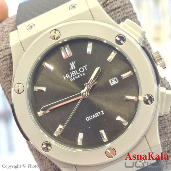 ساعت مچی  هابلوت بند چرمی و رابر آبکاری قاب شرکتی کد WTCH11583W