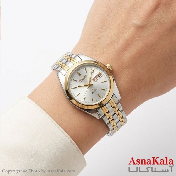 ساعت مچی زنانه سیکو موتور کوارتز بند استیل دو تقویم  ضد آب کد WTCH11632W