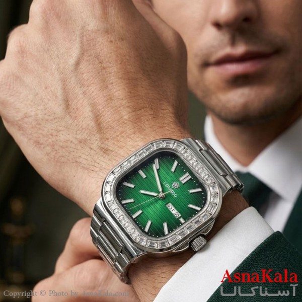 ساعت مردانه استیل لونگبو موتور کوارتز، صفحه یونانی، دارای  دور صفحه نگین کد WTCH111644W