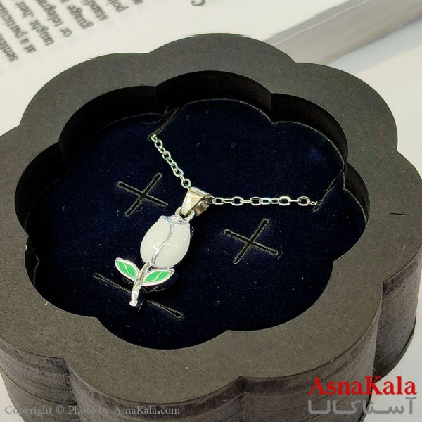 گردنبند زنانه استیل مدل گل کد GNB162765W -آسناکالا