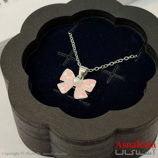 گردنبند زنانه استیل مدل  پاپیون کد GNB162767W -آسناکالا