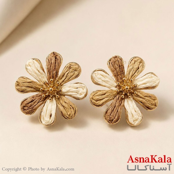گوشواره استیل  فانتزی حصیری دخترانه مدل گل کد GSH15121782W