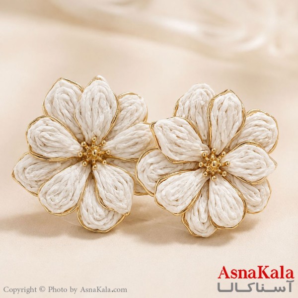 گوشواره استیل  فانتزی حصیری دخترانه مدل گل کد GSH15121783W