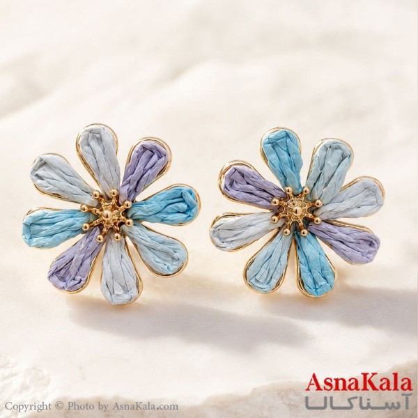 گوشواره استیل  فانتزی حصیری دخترانه مدل گل کد GSH15121785W