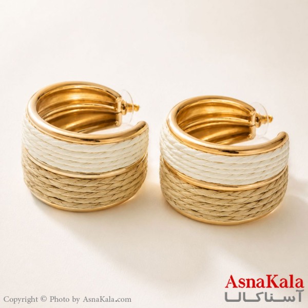 گوشواره استیل  فانتزی حصیری دخترانه مدل گل کد GSH15121786W