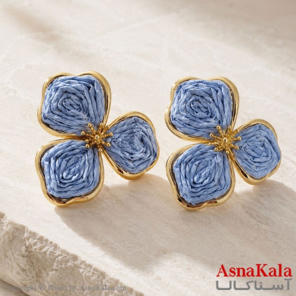گوشواره استیل  فانتزی حصیری دخترانه مدل گل کد GSH15121790W