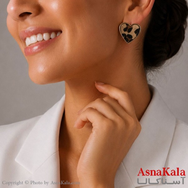 گوشواره استیل  فانتزی پلنگی دخترانه  کد GSH15121800W