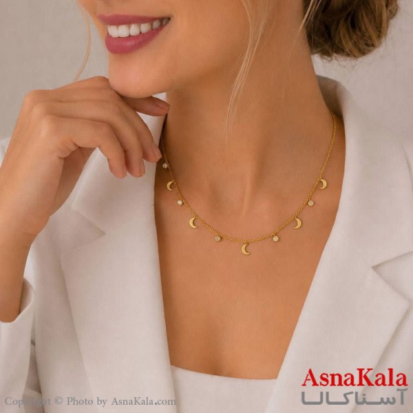 گردنبند زنانه استیل مدل ماه کد GNB162813W -آسناکالا