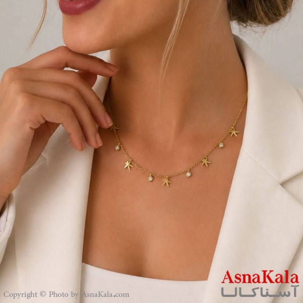 گردنبند زنانه استیل مدل ستاره کد GNB162817W -آسناکالا