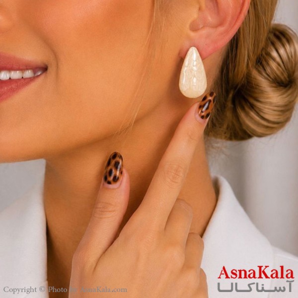 گوشواره میناکاری فشن رنگ طلایی کد GSH15121829W