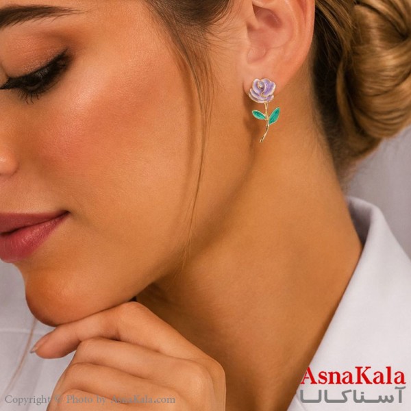 گوشواره میناکاری فشن رنگ طلایی کد GSH15121836W