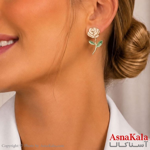گوشواره میناکاری فشن رنگ طلایی کد GSH15121838W