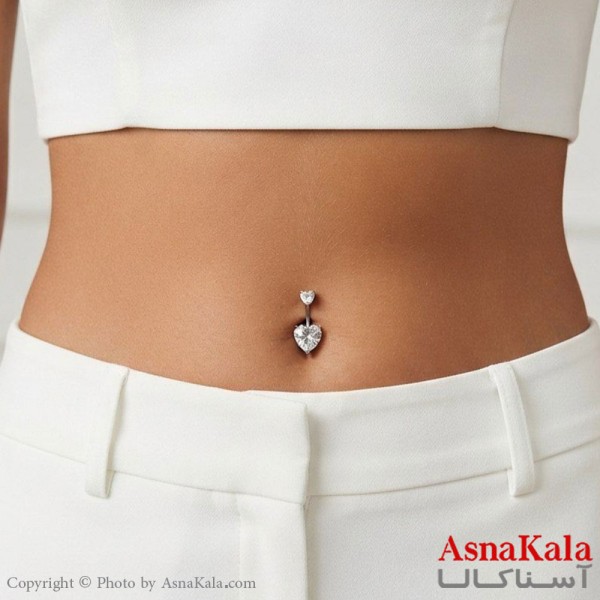 پیرسینگ استیل زنانه ناف مدل نگینی کد PR2308W