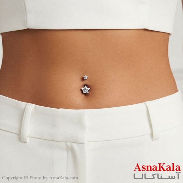 پیرسینگ استیل زنانه ناف مدل نگینی کد PR2309W