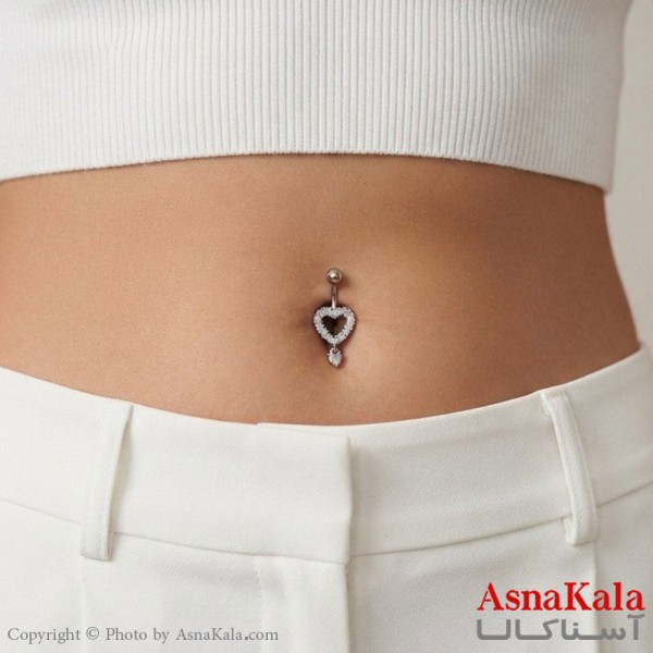 پیرسینگ استیل زنانه ناف مدل نگینی کد PR2328W