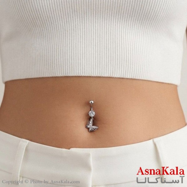پیرسینگ استیل زنانه ناف مدل نگینی کد PR2331W