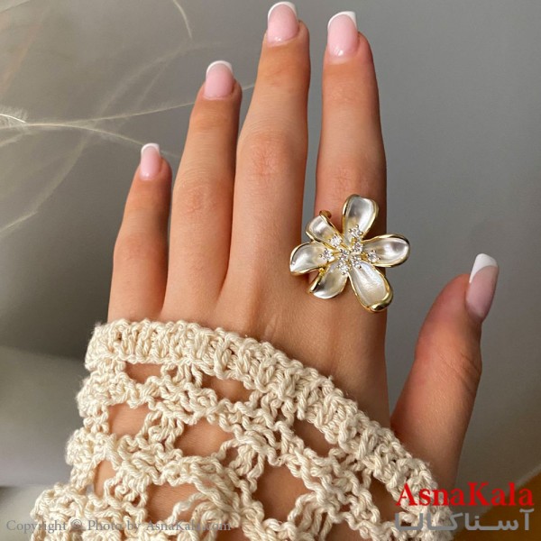 انگشتر زنانه استیل مینیمال مدل گل فانتزی فری سایز کد ANG191671W