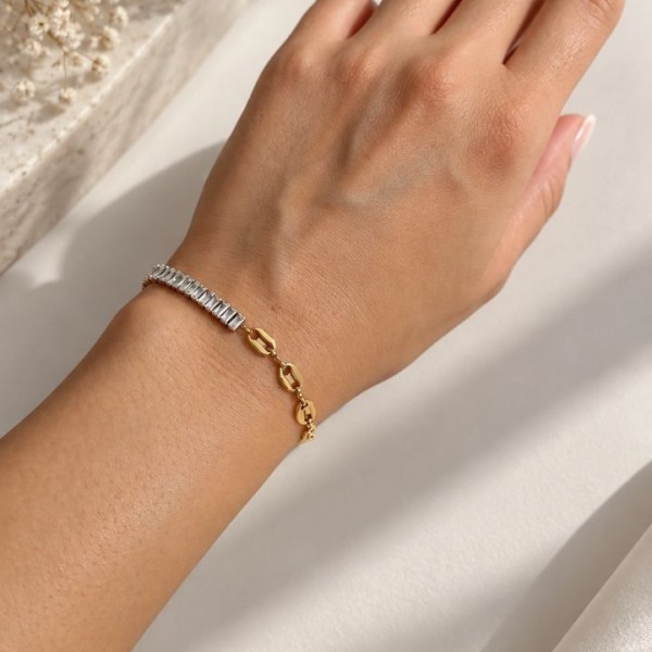 دستبند زنانه پینترستی استیل 316 مدل تنیسی کد DSB181990W