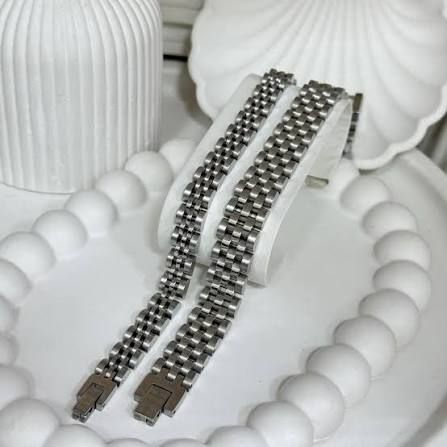 ست زنانه و مردانه استیل مدل رولکس اصل رنگ نقره ای کد DSB182004W