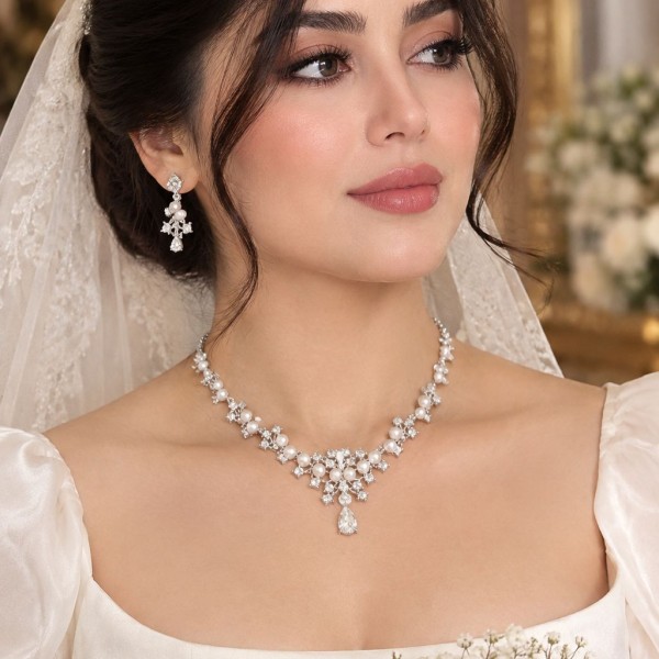 نیمست جواهری استیل آبکاری رادیوم نگین اتریشید زنانه کد NIM141339W